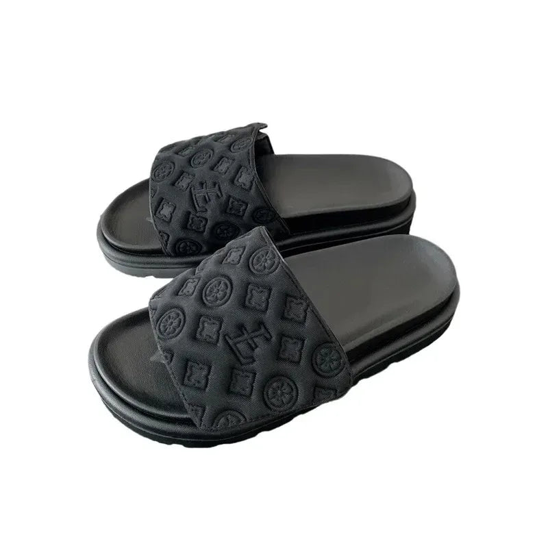Ladies Magic Sticker Flat Slippers Summer New Designer Luxury Sandals for Women Elegant Home Flat Slippers Zapatos De Mujer