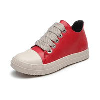 Men's Coarse Shoelaces, Low Cut Flat Bottom Casual Shoes, Minimalist College Style Sports Shoes - Red / 43 / United States