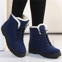 Boots Korean Style Winter Boots Snow Winter Shoes Woman Low Heels Women 's Fur Boots Ankle Combat Botas Mujer Luxury Footwear - Blue / 41