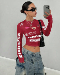 Y2k Women's Street Fashion Casual Tight Yoga Clothing Fashion Casual Racing Clothing Training Fitness Show Off Sports Clothing - NQ2 / L