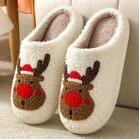 Halloween Home Slipper Women Plush Indoor Floor Non Slip Men Male House Shoes Fuzzy Winter Warm skull cartoon Female Plaid Gift - Red / 44-45(26.5-27cm)