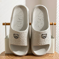 Printting Cute Bear Women Slippers Summer Indoor Soft Cartoon Sandals Bathroom Anti-slip Outdoor Comfy Men Leisure Shoes Couple - GRAY / 5